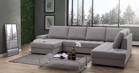 ANNA Canap d'angle Convertible Tissu avec coffre