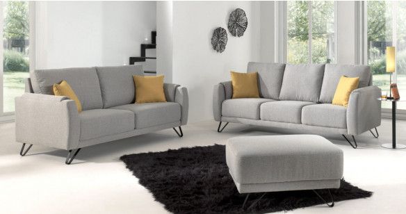 CORA Canap Fixe Tissu pieds Mtal