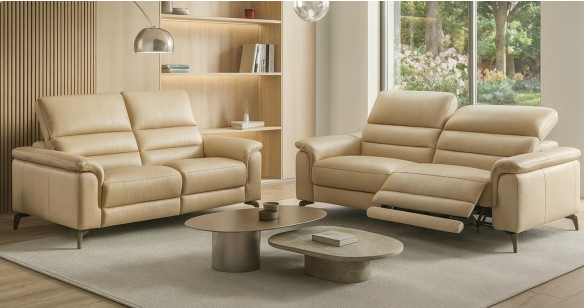 JULIETTE 100% Cuir Relaxation avec t�ti�res Electrique (en option) ou canap� Fixe