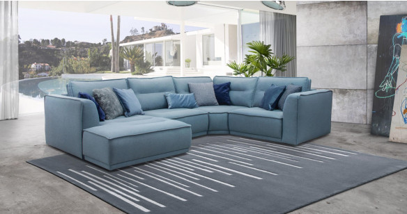 SUMMER Canap d'angle tissu avec chaise longue 