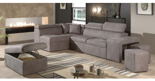 BORTOLA canap d'angle convertible tissu avec coffre