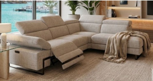 CYGNE Angle Terminal en tissu Relaxation avec t�ti�res Electrique (en option) ou Fixe