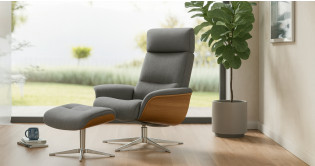 OSLO fauteuil + pouf tissu ou cuir