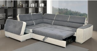 SALENTO Angle Convertible Terminal Pouf coffre Micro Suede bicolore 