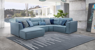 SUMMER Canap d'angle tissu avec chaise longue 