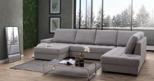 ANNA Canap d'angle Convertible Tissu avec coffre