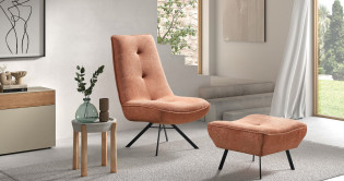 Taormina fauteuil pivotant + pouf repose-pieds 